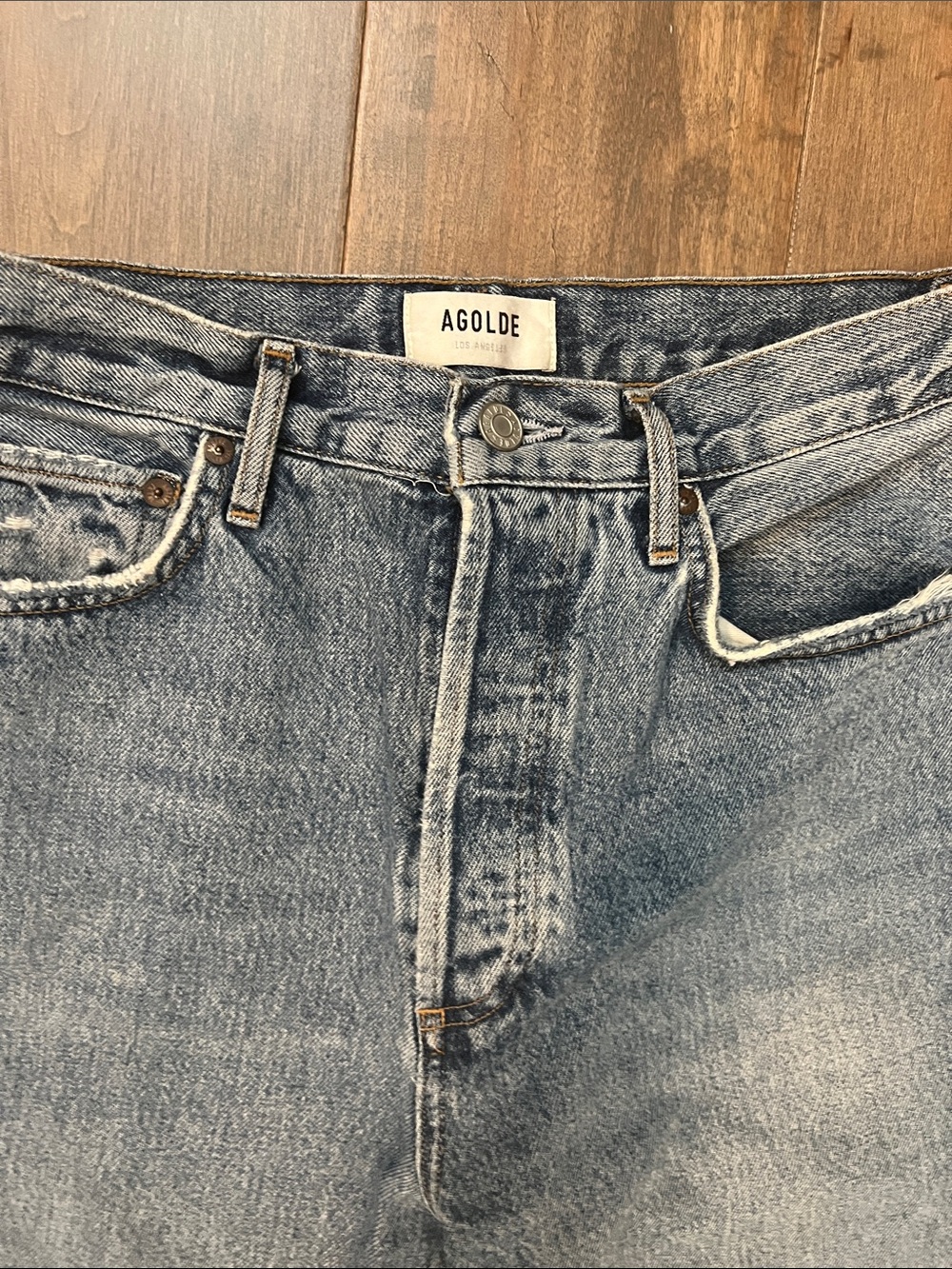 Agolde Men’s Washed Light Blue Relaxed Jeans